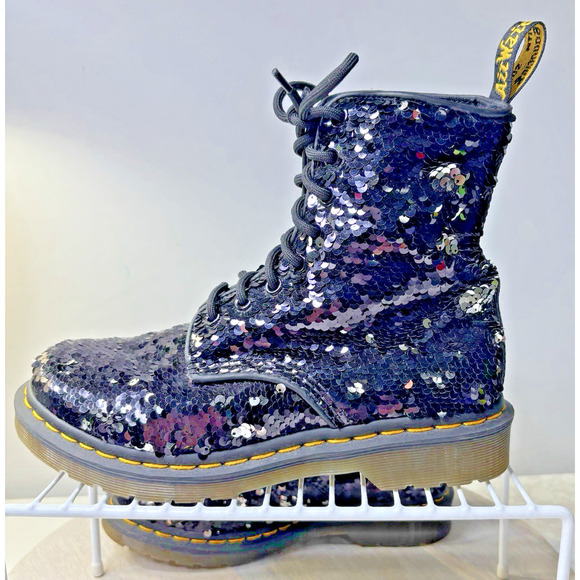 Dr Martens Pascal Reversible Sequin Black Silver 7 - Picture 4 of 12